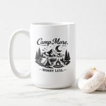 Camiseta de camping Acampa más, preocúpate menos