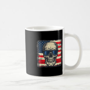 Taza De Café Camiseta de cráneo patriótica de la bandera de EE.