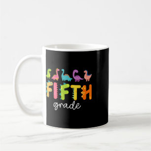 Taza De Café Camiseta de dinosaurio de 5º grado para el primer 