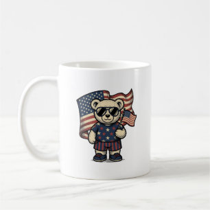 Taza De Café Camiseta de diseño de oso de peluche patriótico vi