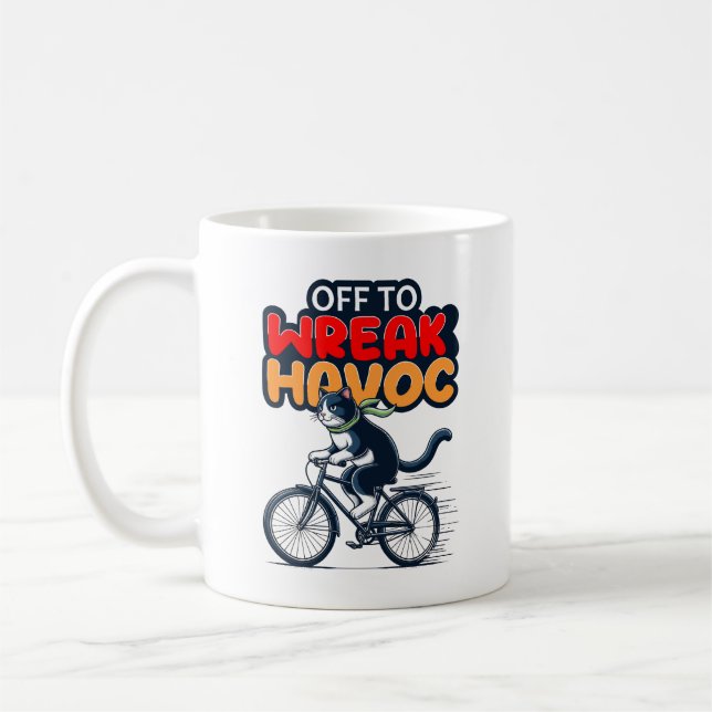 Taza De Café Camiseta de gato divertida | De Salida A La Caída  (Izquierda)