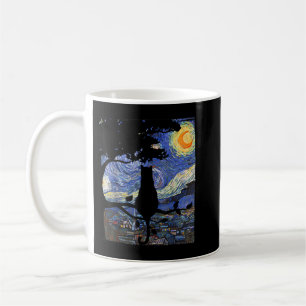 Taza De Café Camiseta De Gato, Tee De Gato De Noche Estelar, Gi