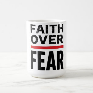 Taza De Café Camiseta de gimnasio Fe Sobre Miedo Motivación C