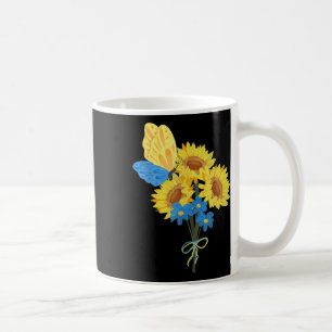 Taza De Café Camiseta de girasoles ucranianos Top azul amarillo