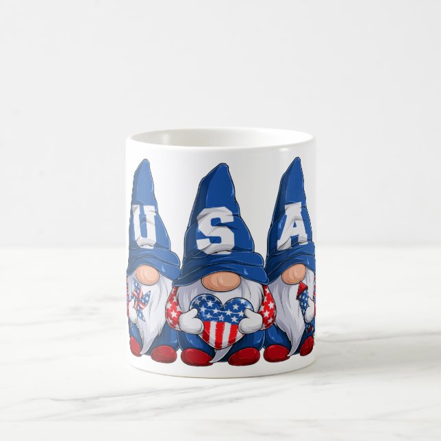 Taza De Café Camiseta de gnomos USA 4 de julio (Centro)