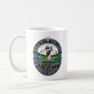 Taza De Café Camiseta de golf de Jesús Diseño basado en la fe_1