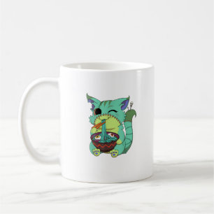 Taza De Café Camiseta de Halloween de gato de ramen de anime es