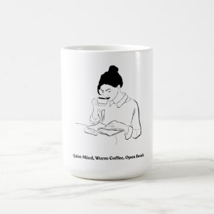 Taza De Café Camiseta de línea artística de libro estético y ca