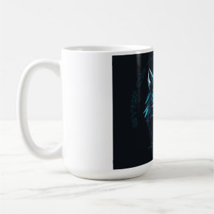 Taza De Café Camiseta de lobo geométrico azul neón