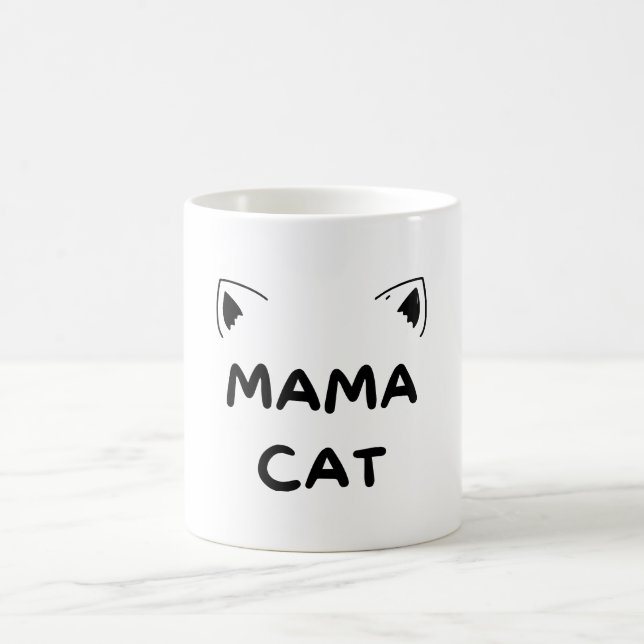 Taza De Café Camiseta de Mamá Gata, Camiseta Divertida de Gato, (Centro)
