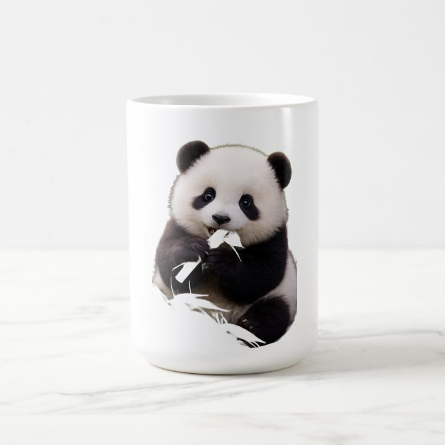 Taza De Café Camiseta De Mujer Panda Bebé Lindo Comiendo Bambú (Centro)