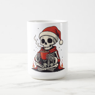 Taza De Café Camiseta de Navidad - Esqueleto Gótico Mono Santa