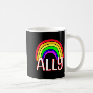 Taza De Café Camiseta de orgullo de arcoíris y corazón lindo Al