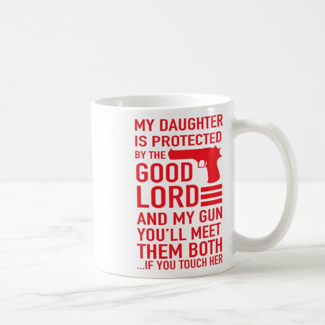 Taza De Café Camiseta de Papá Divertido y Protector de una Niña (Derecha)
