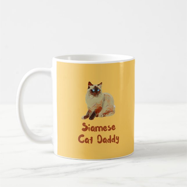 Taza De Café Camiseta De Papi De Gato Siamés (Izquierda)
