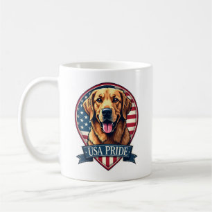 Taza De Café Camiseta de perro vintage orgullo USA Golden Retri