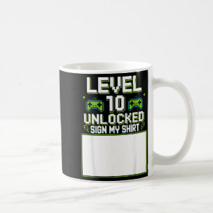 Taza De Café Camiseta de signo desbloqueado nivel 10 cumpleaños