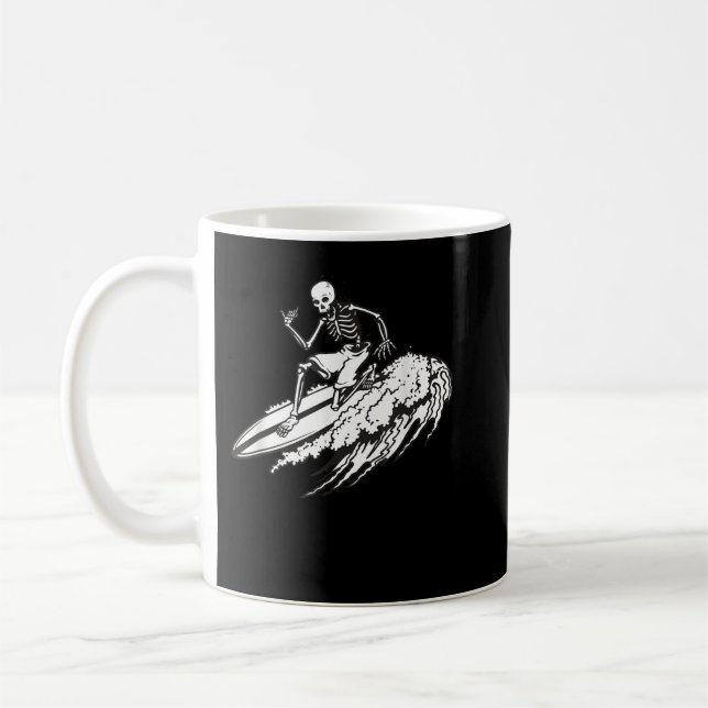 Taza De Café Camiseta de Skeleton Surf Surfing (Izquierda)