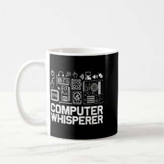 Taza De Café Camiseta de susurrador de computadora Soporte técn