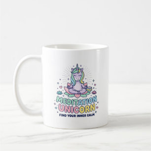 Taza De Café Camiseta de tipografía en negrita Unicornio Medita