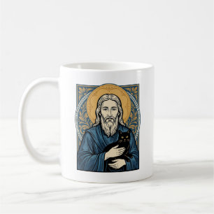 Taza De Café Camiseta de vector de diseño de retrato de gato sa