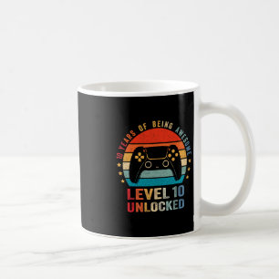 Taza De Café Camiseta desbloqueado nivel 10 divertido jugador d