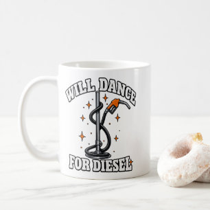 Taza De Café Camiseta divertida de camionero 'Bailaré por Diese