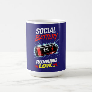 Taza De Café Camiseta Divertida de Introvertido con Batería Soc