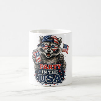 Taza De Café Camiseta divertida de mapache patriótico en los Es