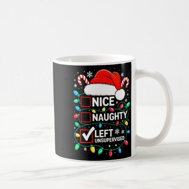 Taza De Café Camiseta Divertida De Navidad Bonito Travieso Izqu (Derecha)