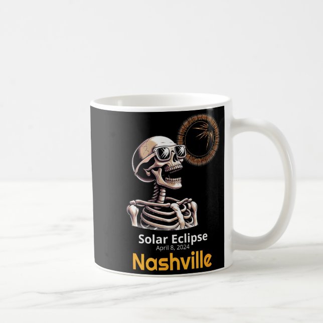 Taza De Café Camiseta Divertida Esqueleto Eclipse Solar Nashvil (Derecha)