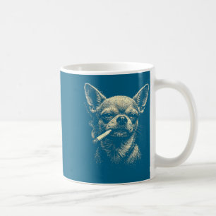 Taza De Café Camiseta Divertida Perro Fumando Cigarrillo Chihua