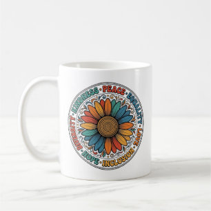 Taza De Café Camiseta Flor De Bondad Vintage Paz Igualdad_1