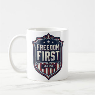 Taza De Café Camiseta Freedom First USA 1776 Patriotic Shield D