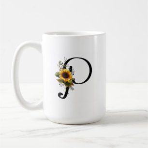 Taza De Café Camiseta Gráfica con Letra de Girasol para Mujeres