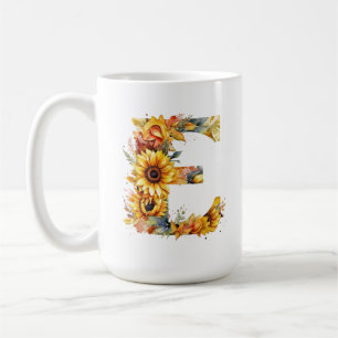 Taza De Café Camiseta gráfica con letra E de girasol para mujer