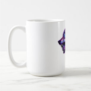 Taza De Café Camiseta gráfica de lobo rugiendo en galaxia cósmi