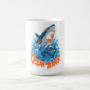 Taza De Café Camiseta gráfica de tiburón del terror del océano
