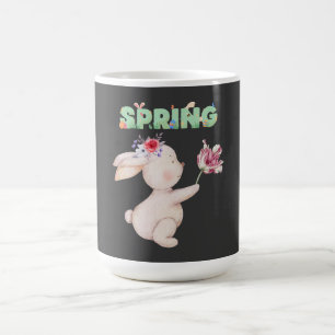 Taza De Café Camiseta gráfica retro de conejito de primavera co