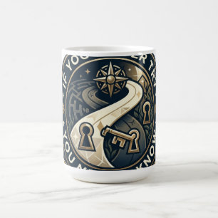 Taza De Café Camiseta Intenta Saber: Diseño de Insignia Dorada 