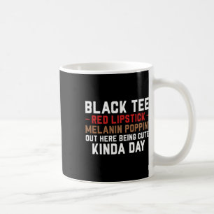 Taza De Café Camiseta Labial Rojo Melanina Piel Marrón Historia