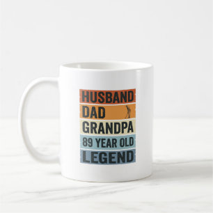 Taza De Café Camiseta Leyenda de Abuelo Papá Esposo de 89 Años_