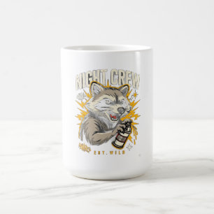 Taza De Café Camiseta Manga Larga Mapache de Tripulación Noctur