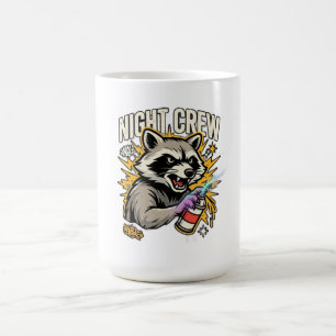 Taza De Café Camiseta Manga Larga Mapache Grafiti Night Crew
