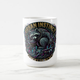 Taza De Café Camiseta Manga Larga Mapache Instinto Urbano