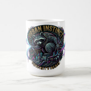 Taza De Café Camiseta Manga Larga Mapache Instinto Urbano