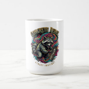 Taza De Café Camiseta Manga Larga Mapache Rebelde de Hormigón