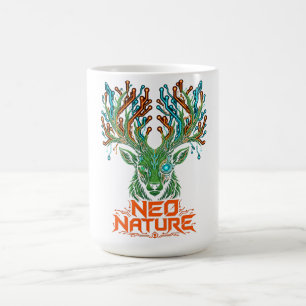 Taza De Café Camiseta masculina gráfica de ciervo cibernético N