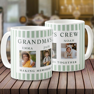 Taza De Café Camiseta Moderna Abuela Raya Verde Sage 3 Fotos