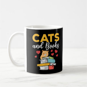 Taza De Café Camiseta para gatos y libros